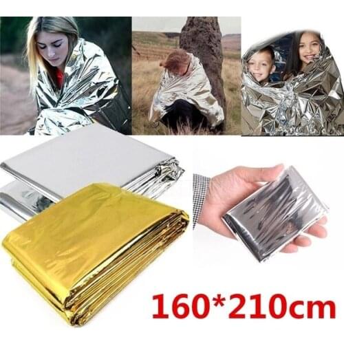 800Pcs/Lot Waterproof Emergency Survival Foil Thermal First Aid Rescue Blanket Tent Gold And Silve