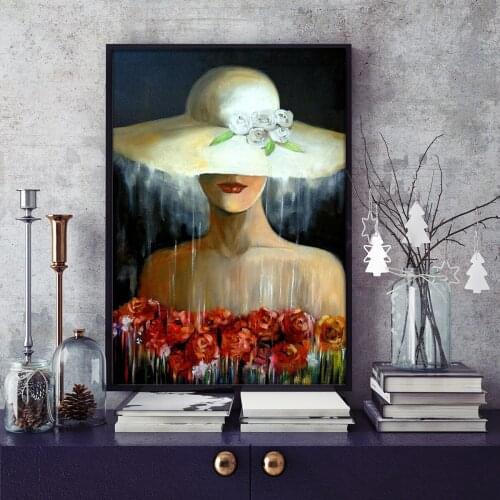 Wall Art Beautiful Rose Woman Home Decoration Modern Painting portrait lady picture wall poster living room decorative painting