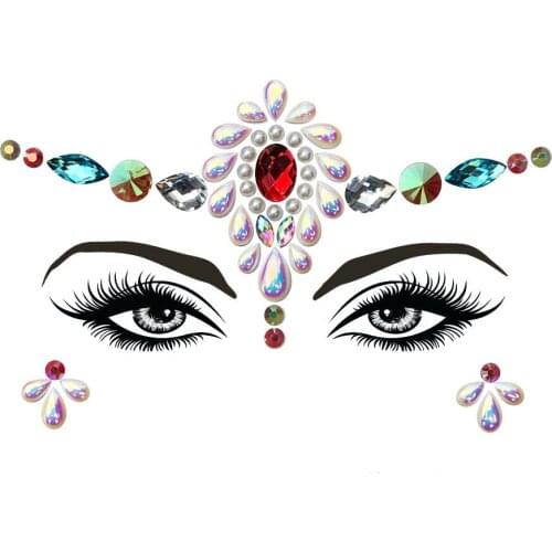 Factory Sale Makeup Beauty Face Sticker Eyebrow Tattoo Rhinestone Sticker Explosive Music Festival Party Faces Eco Makeup 500PCS