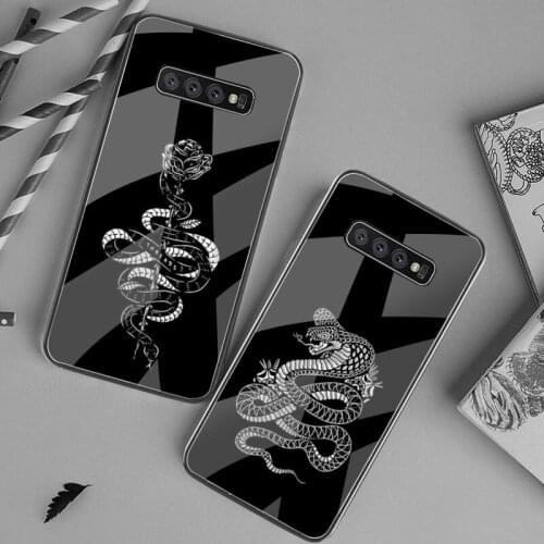 Snake black Phone Case Tempered Glass For Samsung S20 Plus S7 S8 S9 S10 Plus Note 8 9 10 Plus