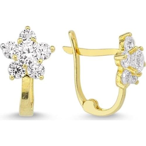Gold Flower Kids Earrings TTGKPAÇK01-Certified 14K Gold-A perfect gift for your Loved Ones-Ephesus Gold & diamond