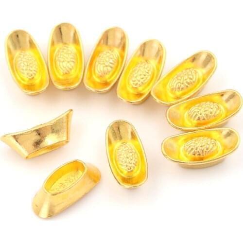10pcs/set Feng Shui Auspicious Lucky Money Mascot Metal Crafts Gold Ingot Decoration Crafts