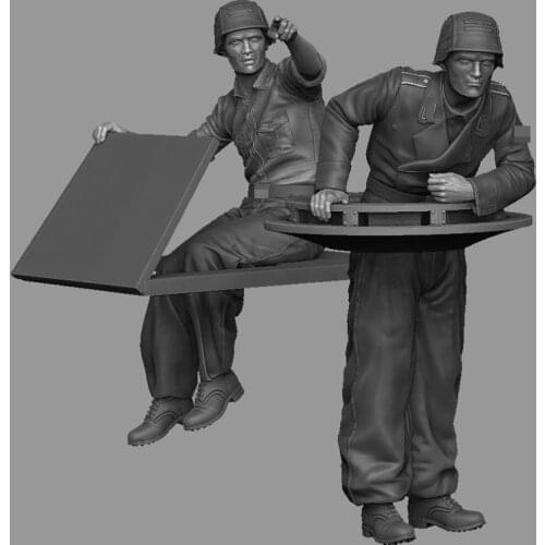 2pcs Unpainted Tank Soldiers GK Resin Figure 1/35 Scale Model Kit Resin Colorless Self-Assembled Toy No.89