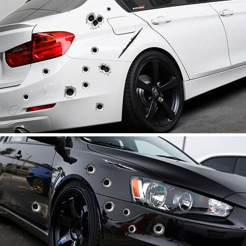 3D Bullet Hole Car Stickers for Dacia duster logan sandero stepway lodgy mcv 2 dokker