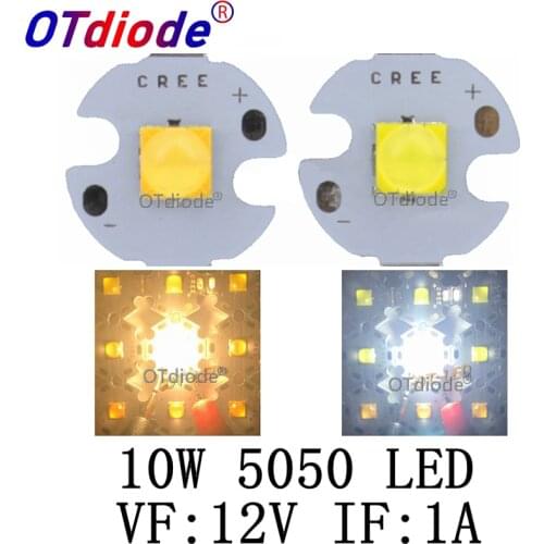 5PCS 10W 12V 1A tdled Ceramic 5050 Cold White Warm White High Power LED Emitter Diode instead of CREE XML XM-L T6 LED for DIY