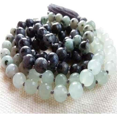 8mm 108 Light green jade Labradorite Gemstone Mala Necklace Unisex Wrist spirituality pray Bless cuff Healing natural Wristband