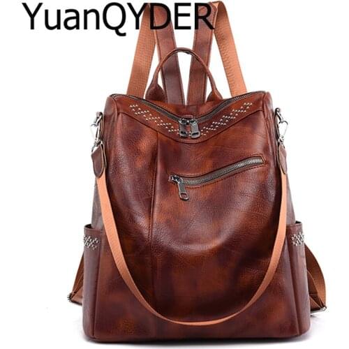 Retro Large Women Backpack Famous Brand Book Bag Fashion Diamonds Girl School Bag Pu Leather Women Travel Backpack Mochila Mujer