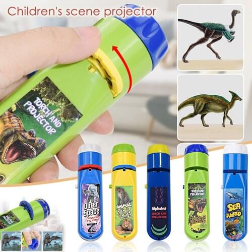 Kids Flashlight Toy Luminous Toys Flashlight Projector Light Slide Animal Dinosaur Slide Projector Flashlight Lamp Sleep Light