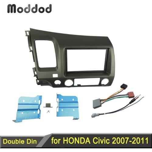 Double Din Radio Fascia For Honda Civic DVD Stereo Panel Refitting Installation Trim Kit Frame Bezel Wire ISO Harness