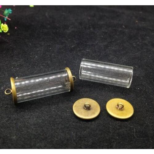 20sets/lot 28*12mm two sides open tube glass globe findings set glass bottle glass vail diy pandent fashion jewelry glass dome