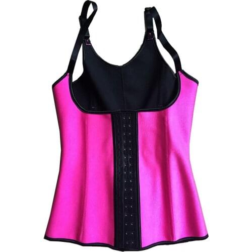 Black Red Blue Corset Fitness Body Shaper Women Waist Trainer Workout Slimming Tops Women Breasted Sports Vest Latex Shapewear