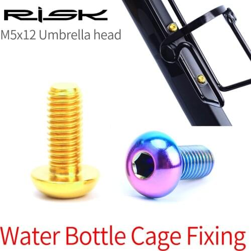 RISK 2pcs/ box Road Mountain Titanium Alloy Bike Bicycle M5x12 Water Bottle Cage Fixing Bolts Air Pump Holder Fixed Screws