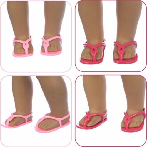 Doll Shoes Summer Plastic PU Flip Flops Beach Sandals Fit 18 Inch Girl& 43 Cm Reborn Baby&43 Cm Nenuco Doll Gift For Children