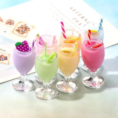 7pcs Dollhouse Miniature Drink Imitation Macaron Fruit Drink Goblet Cup For Blyth Barbies Doll Accessories toys