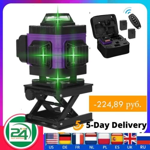 Laser Level 360 Self-leveling Laser Level 4D Construction Tools Bracket For Laser Green 16 Lines Laser Level Horizontal Vertical