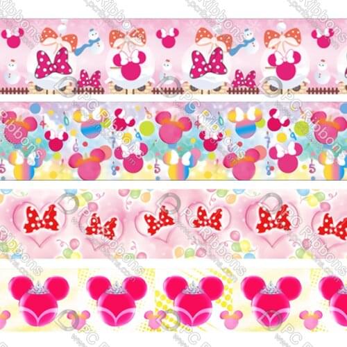 16-75MM Cartoon Bow Pattern Printed Grosgrain Polyester Ribbon 50 Yards Gift Wrapping Diy Bows Wedding Drections Ribbons
