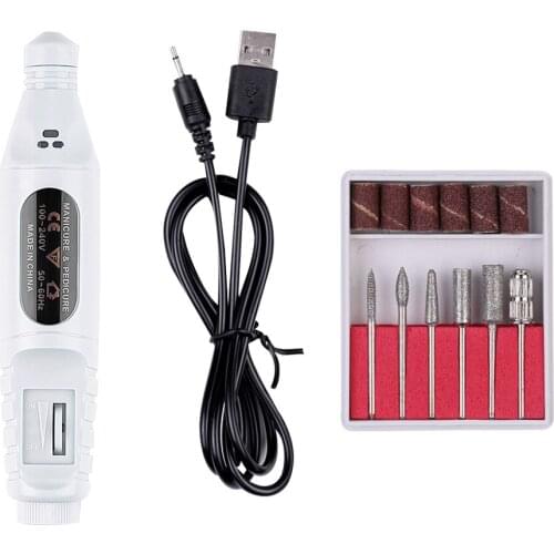 Hot! 1Set USB Charging Electric Nail Drill Machine Kit Remove Polish Nail Art Pen Pedicure Nail File Manicure Tools