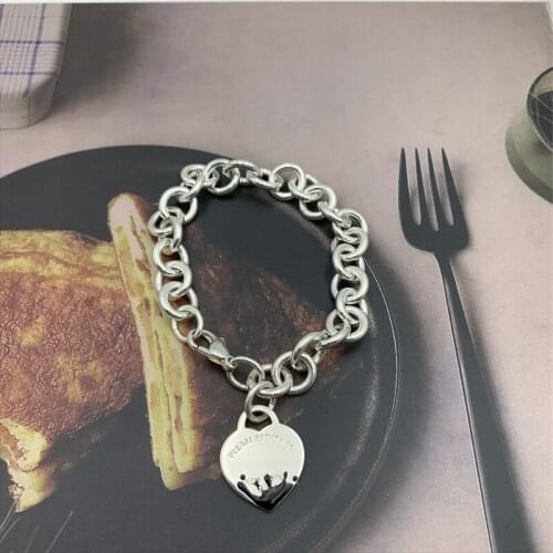 Fashion S925 Sterling Silver Enamel Water Drop Love Thick Chain Necklace Original High Quality Exquisite Jewelry Gifts for Women