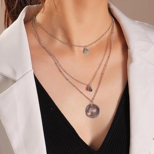 Trendy Multilayered Heart Pendant Necklace for Women Fashion Choker Simple Silver Color Clavicle chain Necklace Party Jewelry