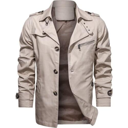 2020 New Autumn Cotton Jacket Men Fashion Autumn Windbreaker Mens Jacket Business Casual Single Breasted Trench Coat Men