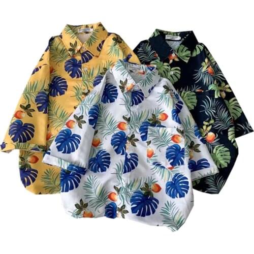 Print Brand Summer Hot Sell Mens Beach Shirt Fashion Short Sleeve Floral Loose Casual Shirts Plus Asian SIZE M-3XL Hawaiian