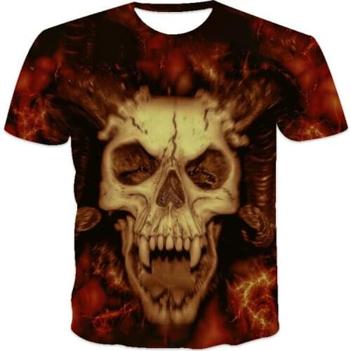 Skull Mens T-shirts O-neck T-shirt Summer Fashion Tops Boys Clothing Large Size Street Clothing Mens Hip Hop 3d Shirts Xxs-6xl