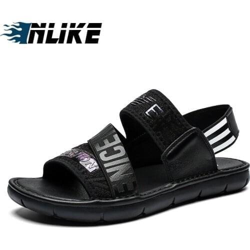 Men Sandals Genuine Leather Summer Sandals Men Breathable Flat Sandals