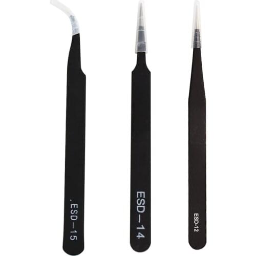 Stainless Steel ESD Anti-static Tweezers Tool Repair Pick Birds Nest Species Precision Eyelash Grafting Special Tips