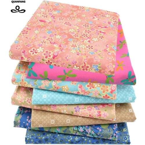 QUANFANG 8PCS/lot Printed Twill Cotton Fabric For Patchwork Sewing DIY Doll Baby Bedding Clothes Dress Cartoon Tissue Material