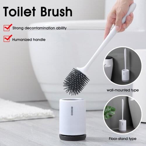 Silicone TPR Toilet Brush toilet holder Quick Drain Cleaning Brush Tools for Toilet Household WC Bathroom Accessories Sets