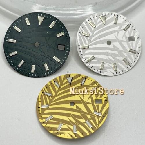 29mm black white dark green pattern dial luminous watch dial fit NH35 movement