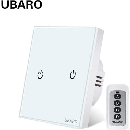 UBARO EU/UK Crystal Glass Panel Wireless Remote Control Light Switch Wall Touch Led Manette Interruptor Wireless Switches 220V