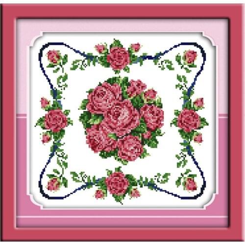 Everlasting Love Red Rose Chinese Cross Stitch Kits Ecological Cotton Printed 14CT DIY Christmas Decorations For Home Halloween