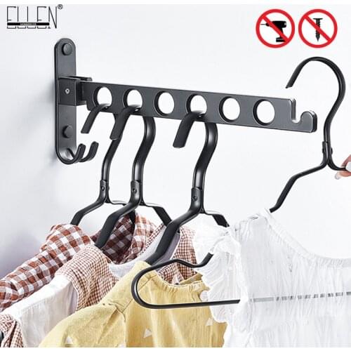 ELLEN Cloth Drying Rack Folding Cloth Hanger Wall Black Outdoor Balcony Clothes Hanger Drying Cloth Rack EL614