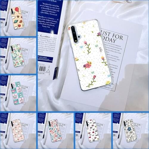 Back Cover For Huawei Honor V20 8S 8A Pro Silicone Pretty Flower Cute Cat Heart For Huawei Honor 20 Lite Pro 10i 20i Phone Case