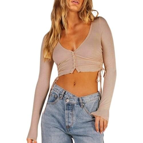 WomenS Long-Sleeved Cardigan Solid Color Drawstring Navel Sweater Sweater 2021 Spring And Autumn New Casual Fashion Simple