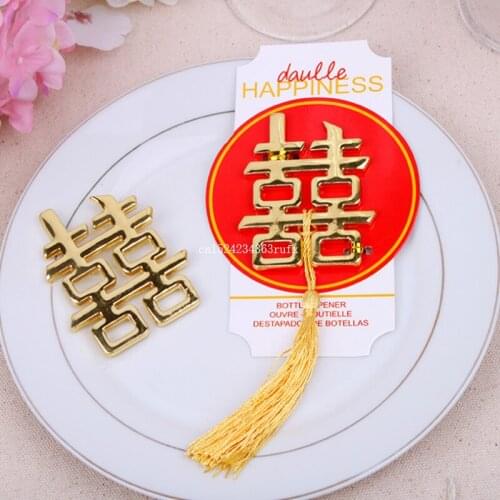 100pcs Chinese Asian Themed Double Happiness Bottle Opener Wedding Party Favors Wedding Giveaways