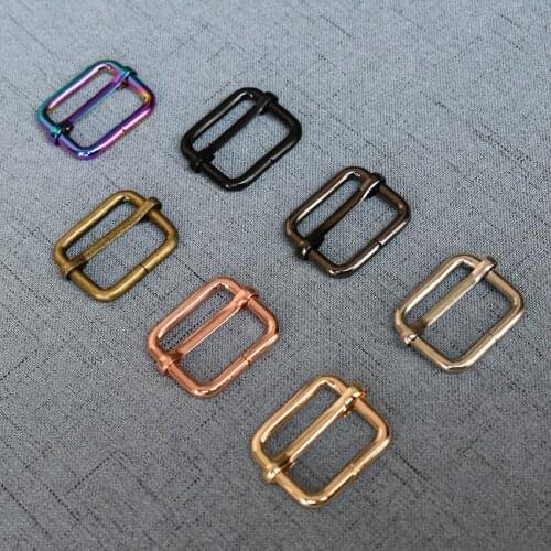 20 Pcs/Lot 25mm Metal Thickness Shoulder Leather Bag Strap Belt Web Rectangle of 7 different colors Slider Adjustable Buckle