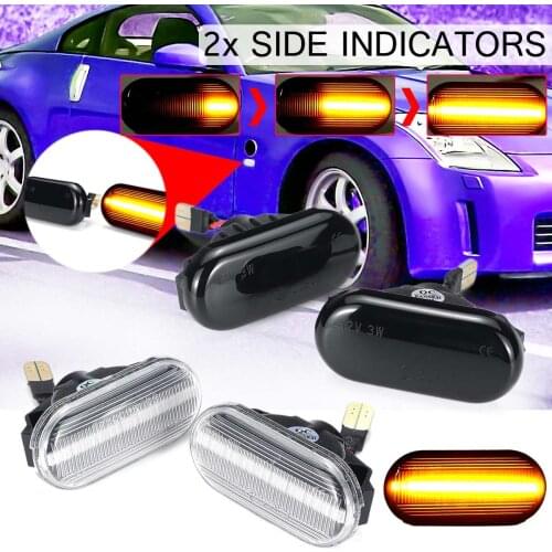 350Z Qashqai J10 with 2PCS dynamic LED side indicator 12V flow turn signal light side booster light panel light
