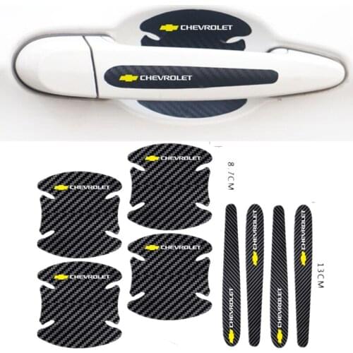 4pcs Car Door Handle Carbon Fiber Stickers Automotive Goods for Chevrolet Cruze Captiva Colorado Spark Malibu Trax Aveo