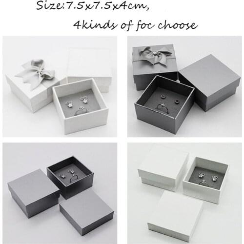 40pcs/lot Paper Box for Jewelry 7.5x7.5x4cm Ring Earring Box Necklace Pendant Ribbon Box Jewelry organizer box Engagement