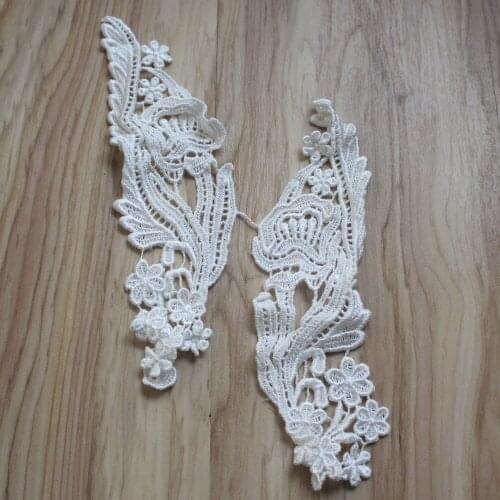 5 Pairs 23*7cm Off White Embroideried Angel Wings Lace Applique for Evening Dress Decorations DIY Craft Sewing Accessories