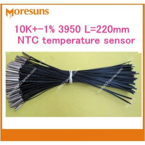 Fast Free Ship 100pcs/lot NTC thermistor 10K+-1% 3950 220mm NTC temperature sensor