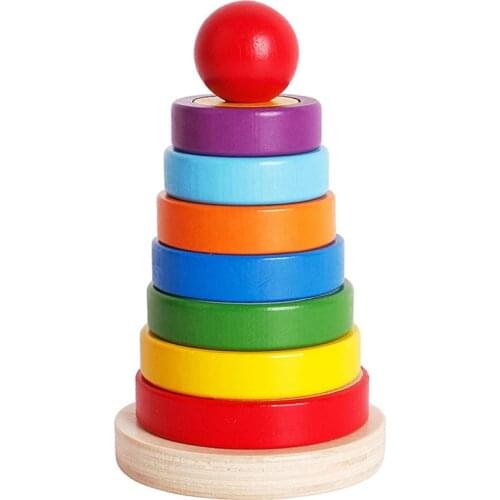 Puzzle Game Childrens Toys Rainbow Pyramid 8 Layers Hanoi Tower Nested Stacking Baby Shape Game Toys Childrens Birthday Gift