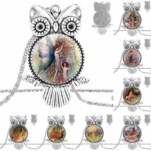 EJ Glaze Design Fashion Vintage Glass Women Owl Necklace Pendants For Women Kids Gift Archery Strong Bow Hunting Women
