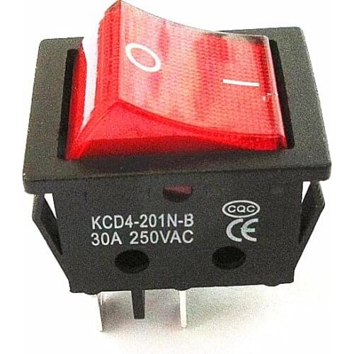 KCD4-201N-B Electric Welding Machine Power Switch With Red Light 30A 250VAC Electric Oven Electric Heater Switch 4Pin 2 Position