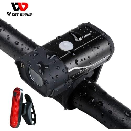 WEST BIKING Bicycle Front Light Waterproof Cycling Light USB Rechargeable Headlight Side Warning Flashlight 5 Modes Bike Lamp