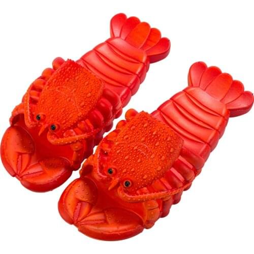 Interesting Lobster Beach Slippers Creative Slippers Cute Parent-child Slippers Couple Flip Flops Women Zapatos De Mujer Sz24-47