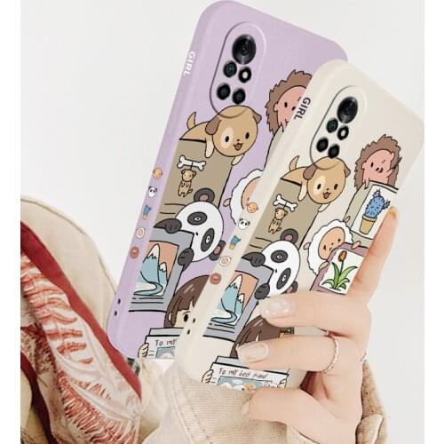 Cute Girl Phone Case For Huawei P40 P40Lite P30 P20 Mate 40 40Pro 30 20 Pro Lite P Smart 2021 Y7a Liquid Silicone Cover