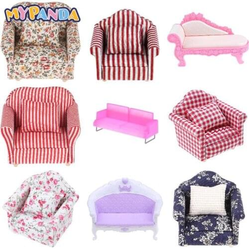 1:12 Mini Dollhouse Furniture Sofa Simulation Miniature Living Room Kids Pretend Play DIY Doll House Decor